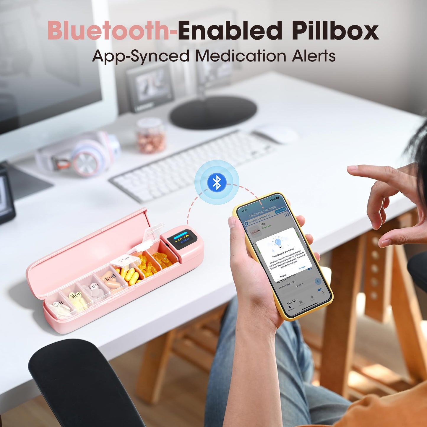 Wham Daviky electronic portable pill case side view with USB-C port