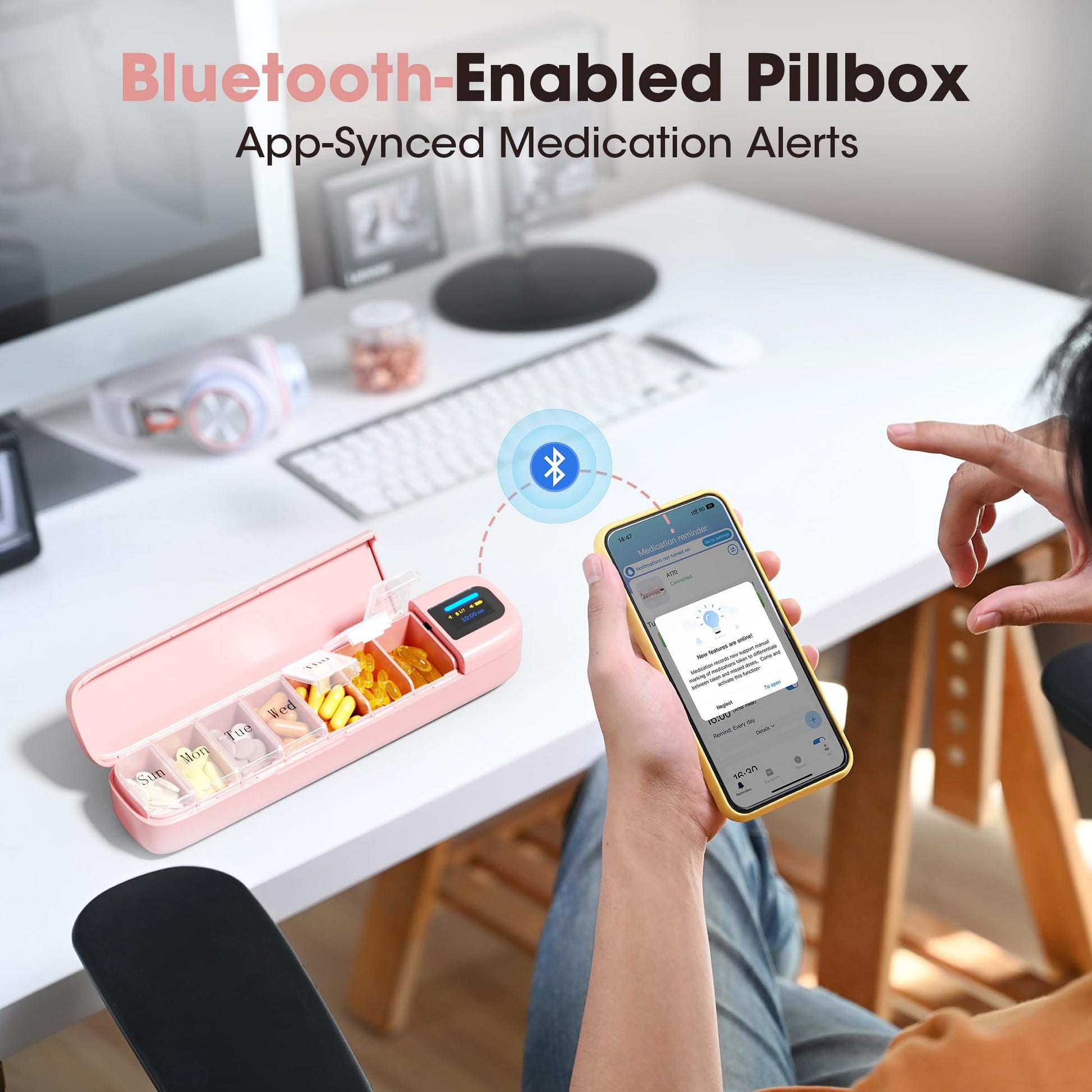 Wham Daviky electronic portable pill case side view with USB-C port