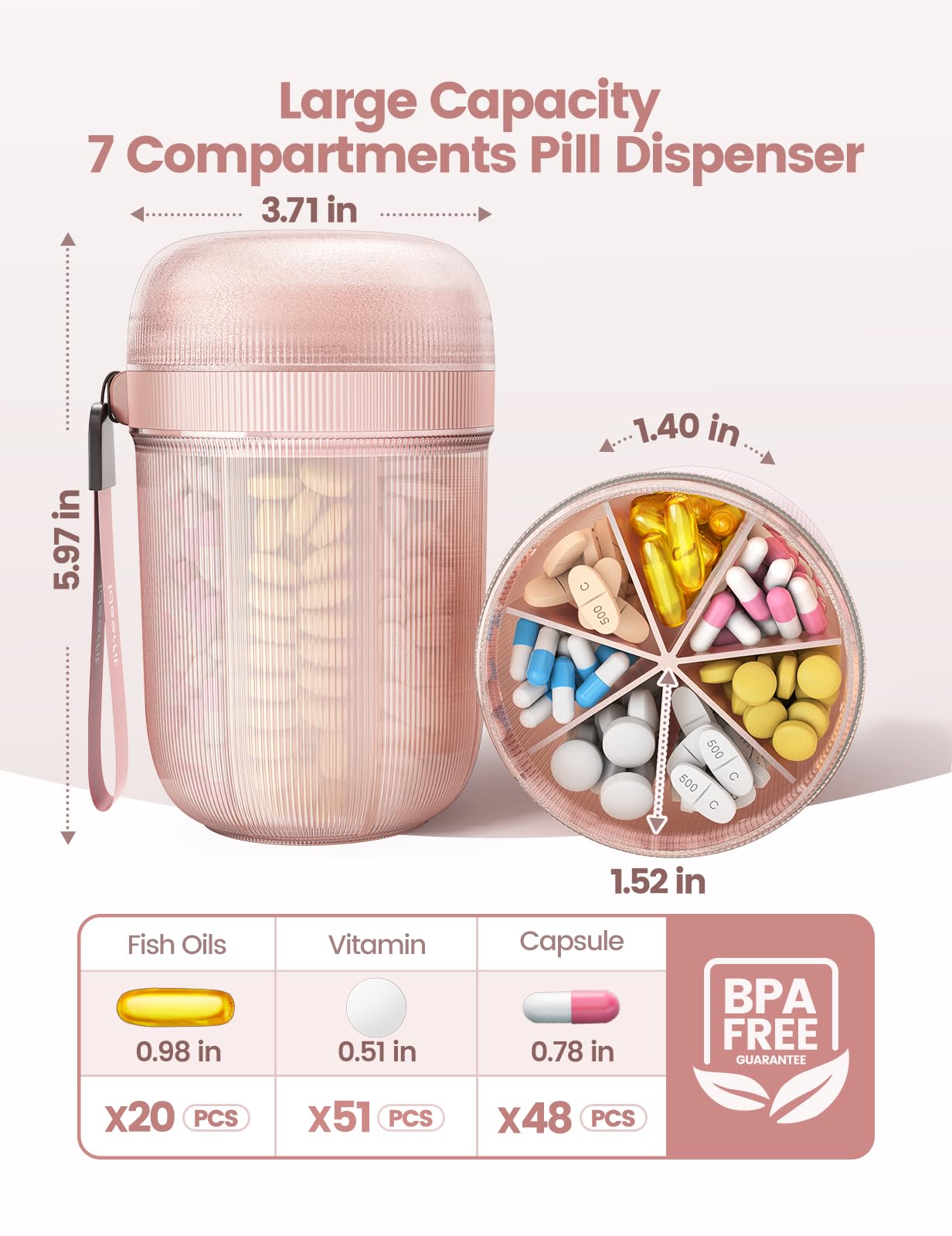 Ideerfit light proof vitamin holder showing the built-in desiccant chamber for humidity control