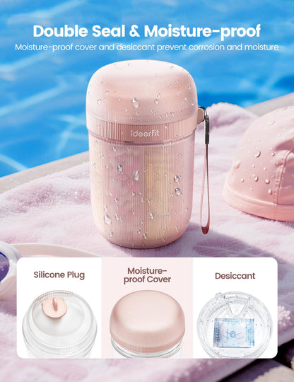 Ideerfit moisture proof pill dispenser standing upright on a bedside table for daily wellness