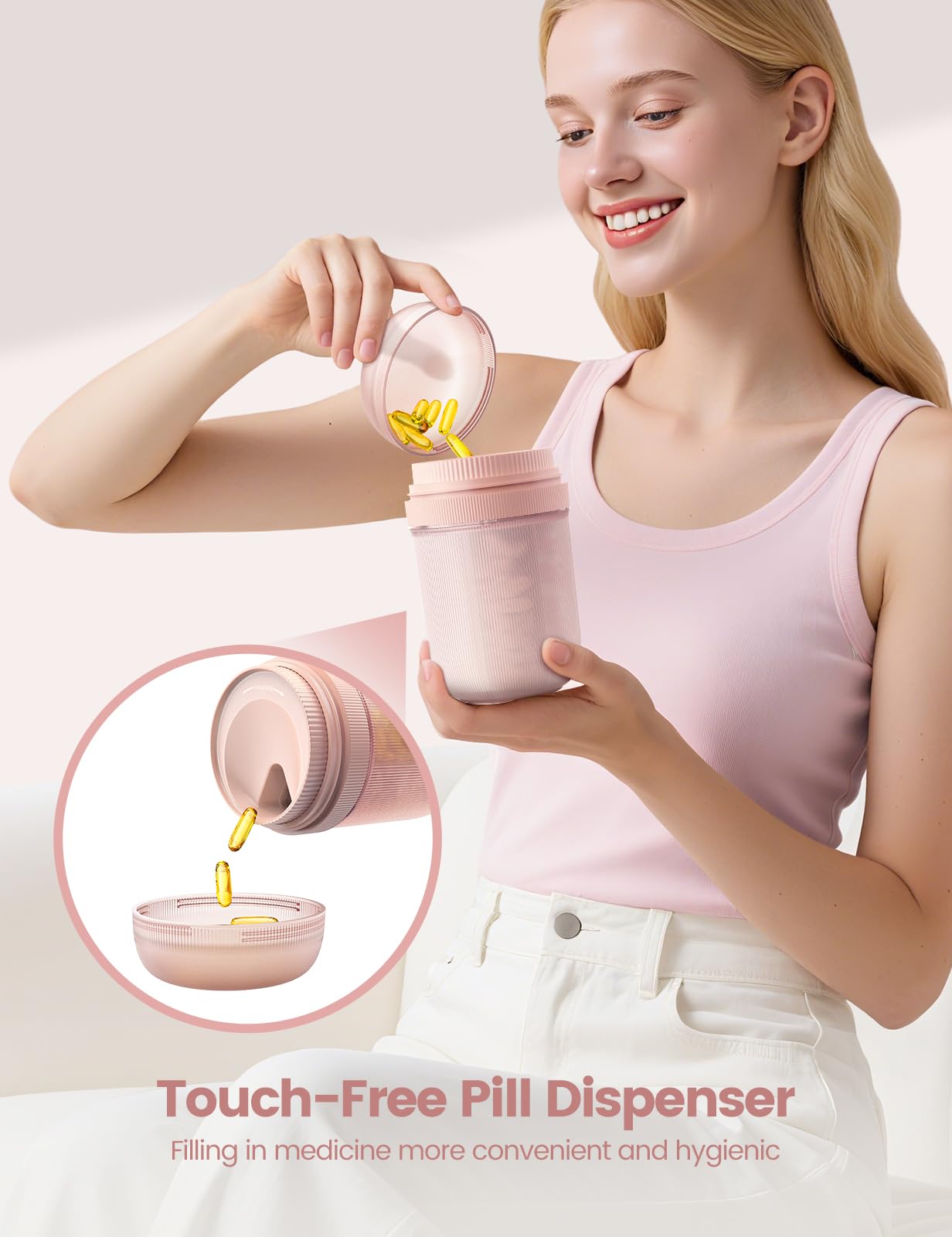 Ideerfit travel vitamin organizer showing how large fish oil capsules fit inside the sections