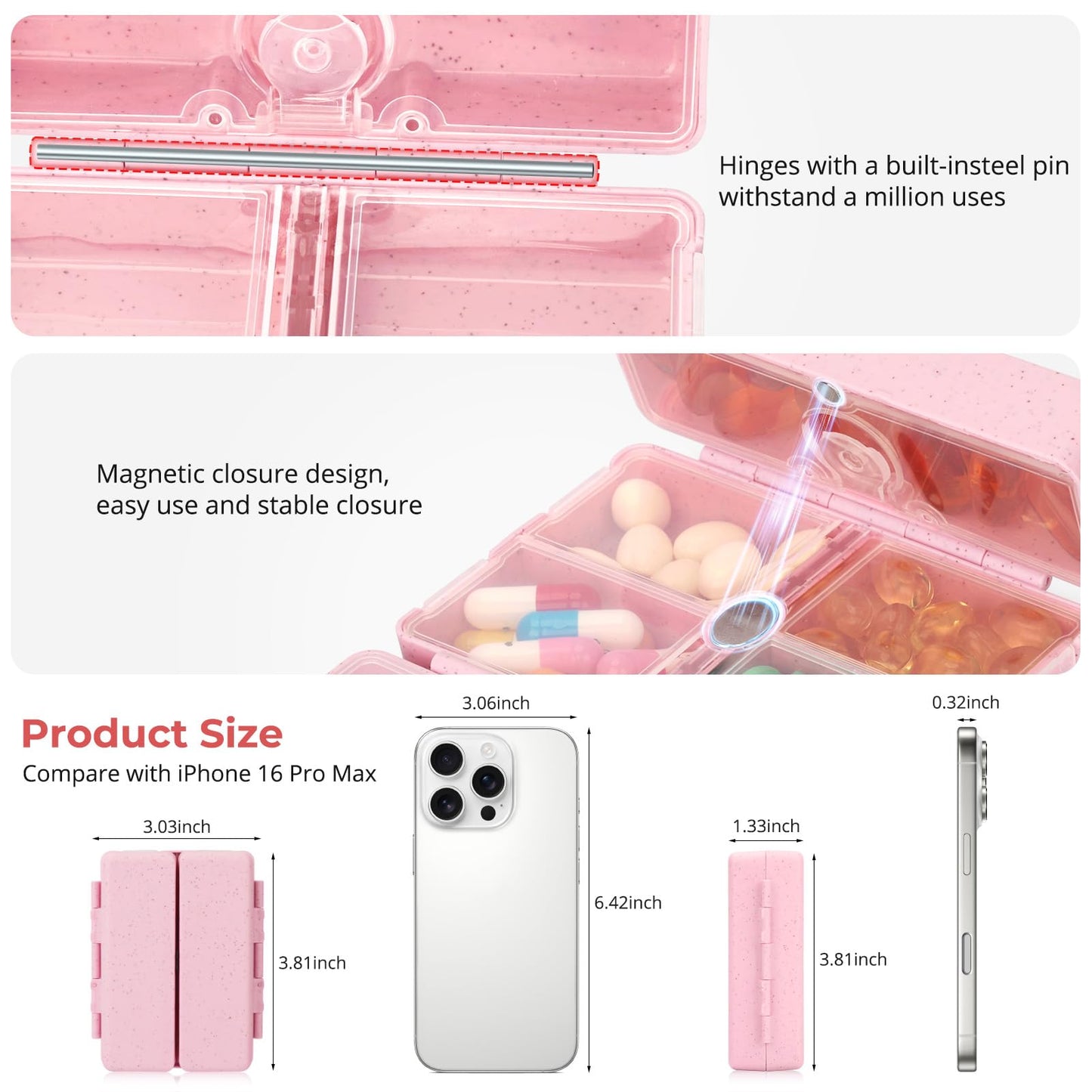 Zentiky travel supplement case storing fish oil capsules and bandages