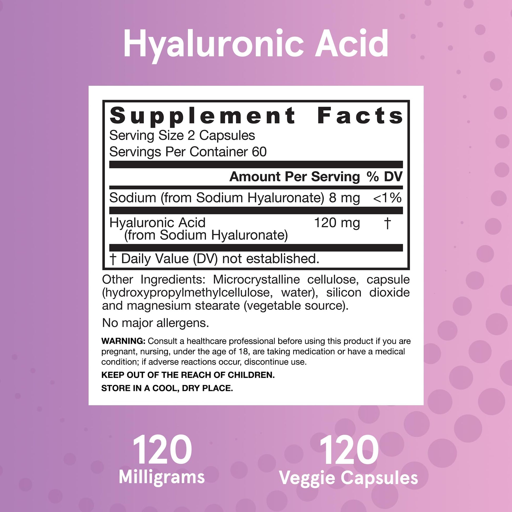 Jarrow Formulas Hyaluronic Acid Veggie Capsules Close Up