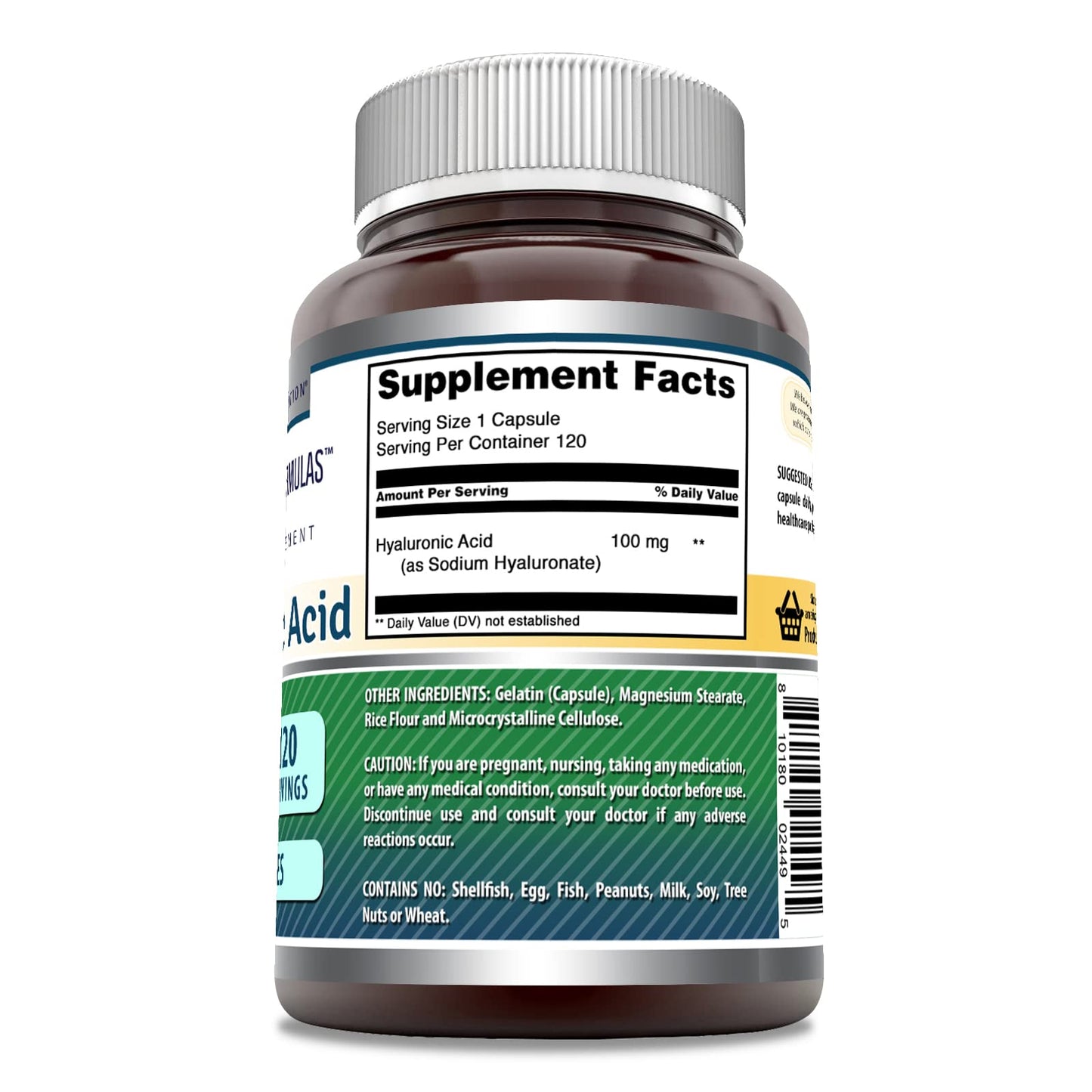 Amazing Formulas Hyaluronic Acid Supplement Bottle Label Details