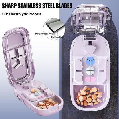 Dustproof storage compartment of the travel medicine case holding split vitamins