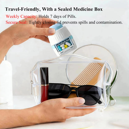 LAUHUW portable pill organizer chamber packed with weekly supplement tablets