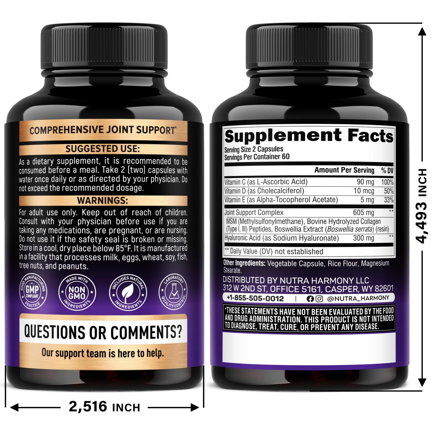 Nutraharmony 7 in 1 Complex Supplement Bottle Back Label