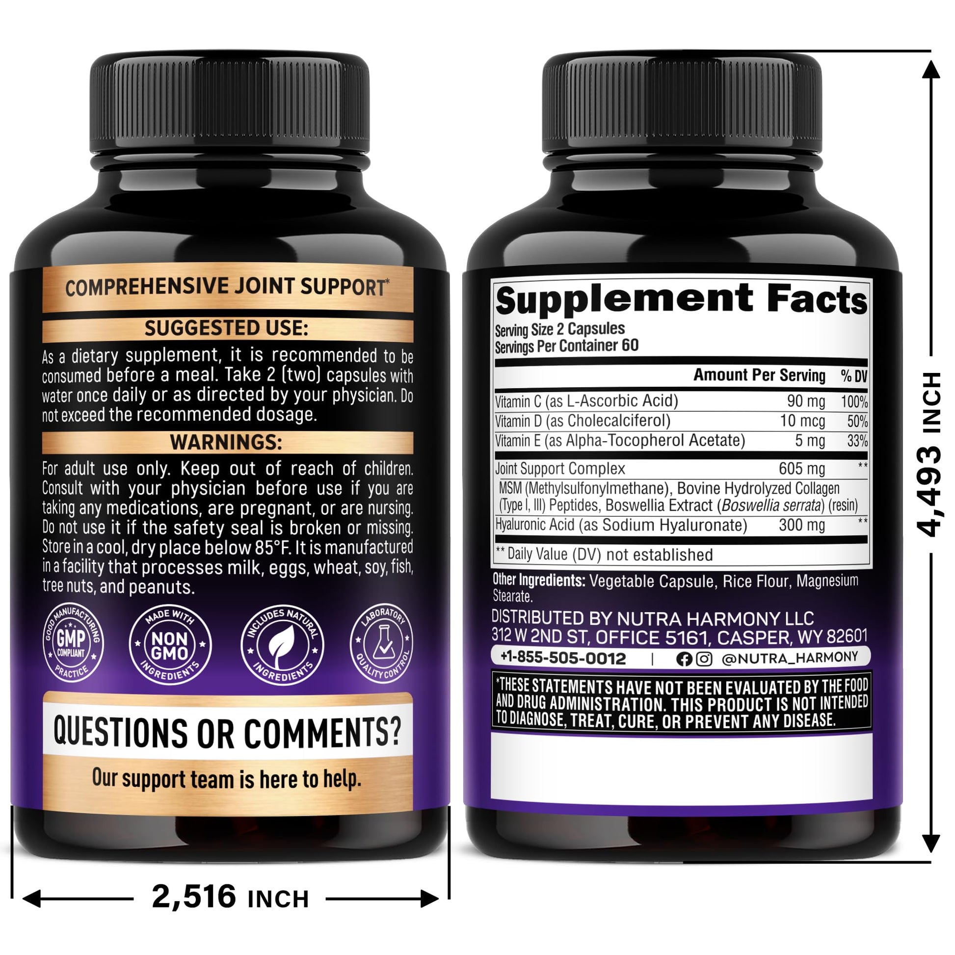 Nutraharmony 7 in 1 Complex Supplement Bottle Back Label
