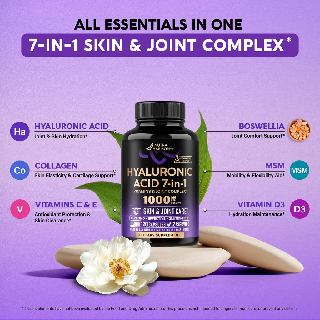 Nutraharmony Hyaluronic Acid capsules packaging lifestyle display