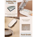 Lifelong white medicine splitter being held to demonstrate its lightweight and pocket friendly size.