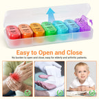 Compact travel pill storage case fitting easily inside a person's everyday carry bag