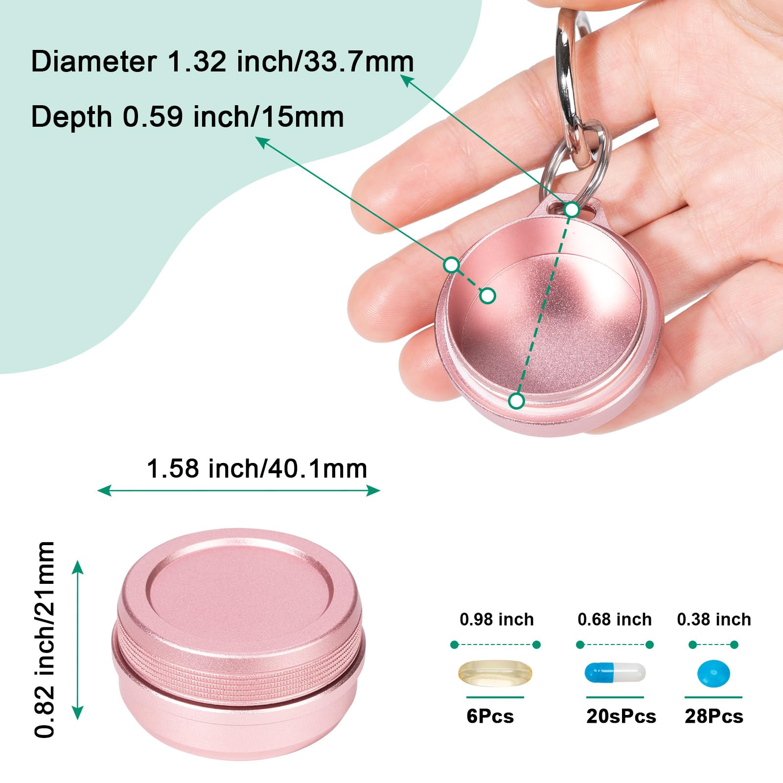 Pink portable travel pill container showing waterproof silicone seal ring