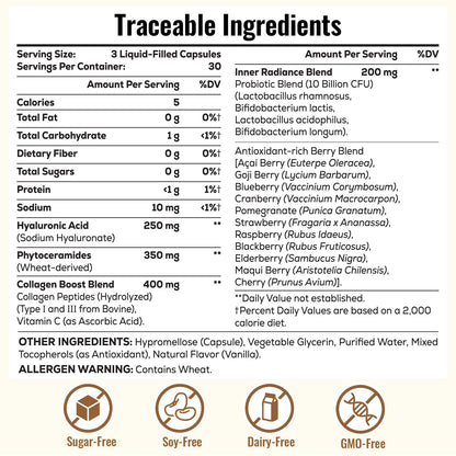 Thrivythystle Hyaluronic Acid and Probiotic blend bottle