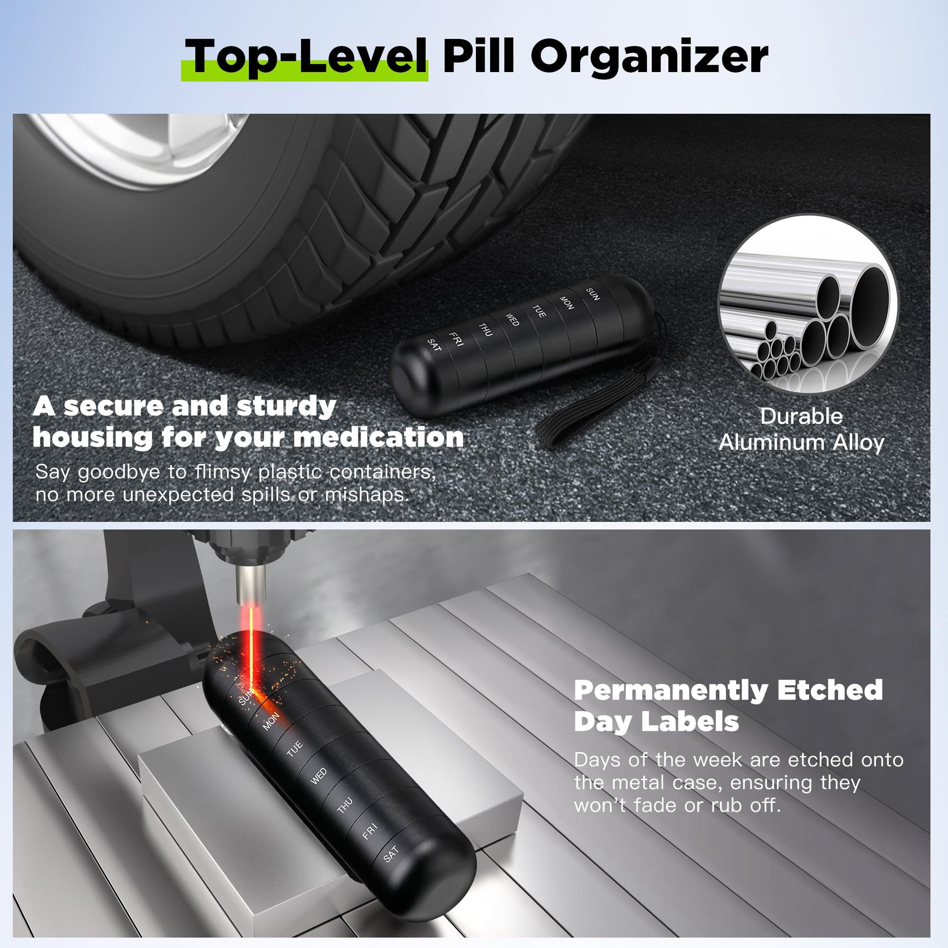 Spacious individual compartments of the Zannaki metal pill box loaded with fish oil capsules