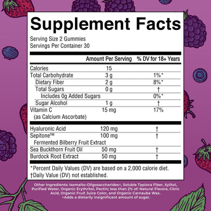 MaryRuth Skin Restore And Renew Hyaluronic Acid Gummies Supplement Facts Label