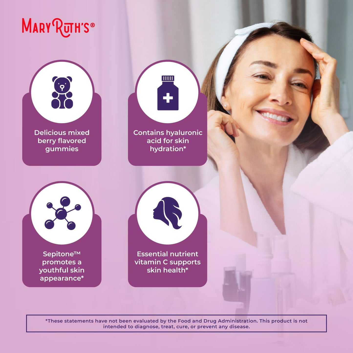 MaryRuth Skin Restore And Renew Hyaluronic Acid Gummies Packaging Top