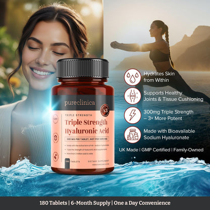 Pureclinica Hyaluronic Acid 300mg Six Month Supply Bottle