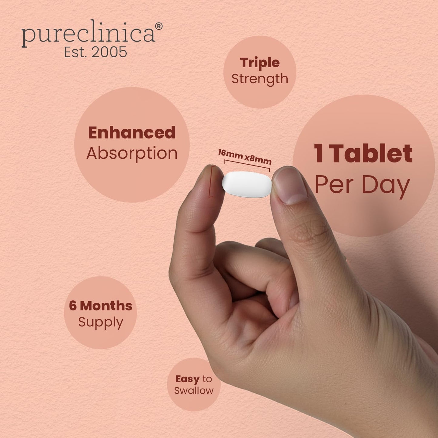 Pureclinica Triple Strength Hyaluronic Acid High Absorption Supplement