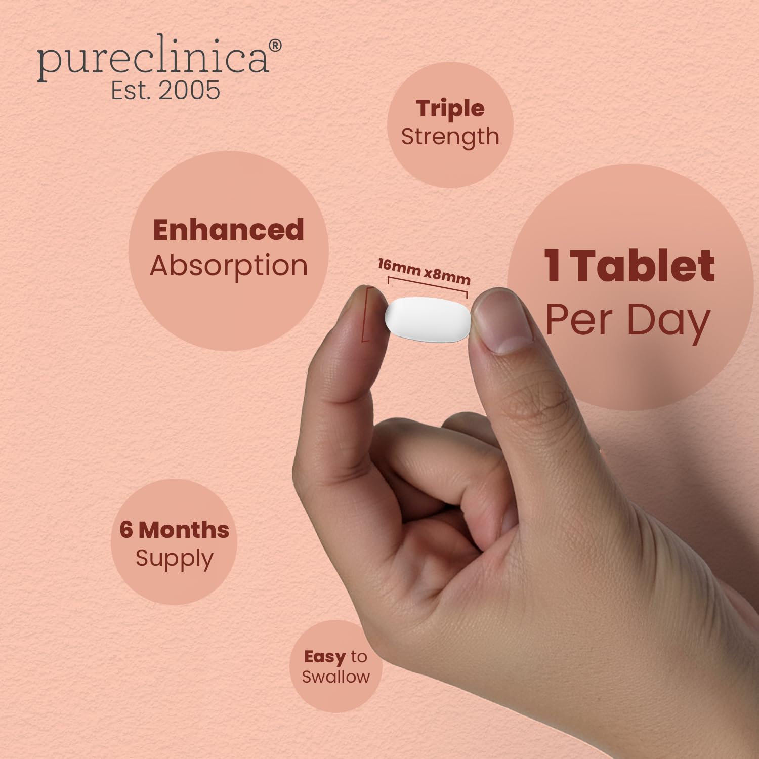 Pureclinica Triple Strength Hyaluronic Acid High Absorption Supplement
