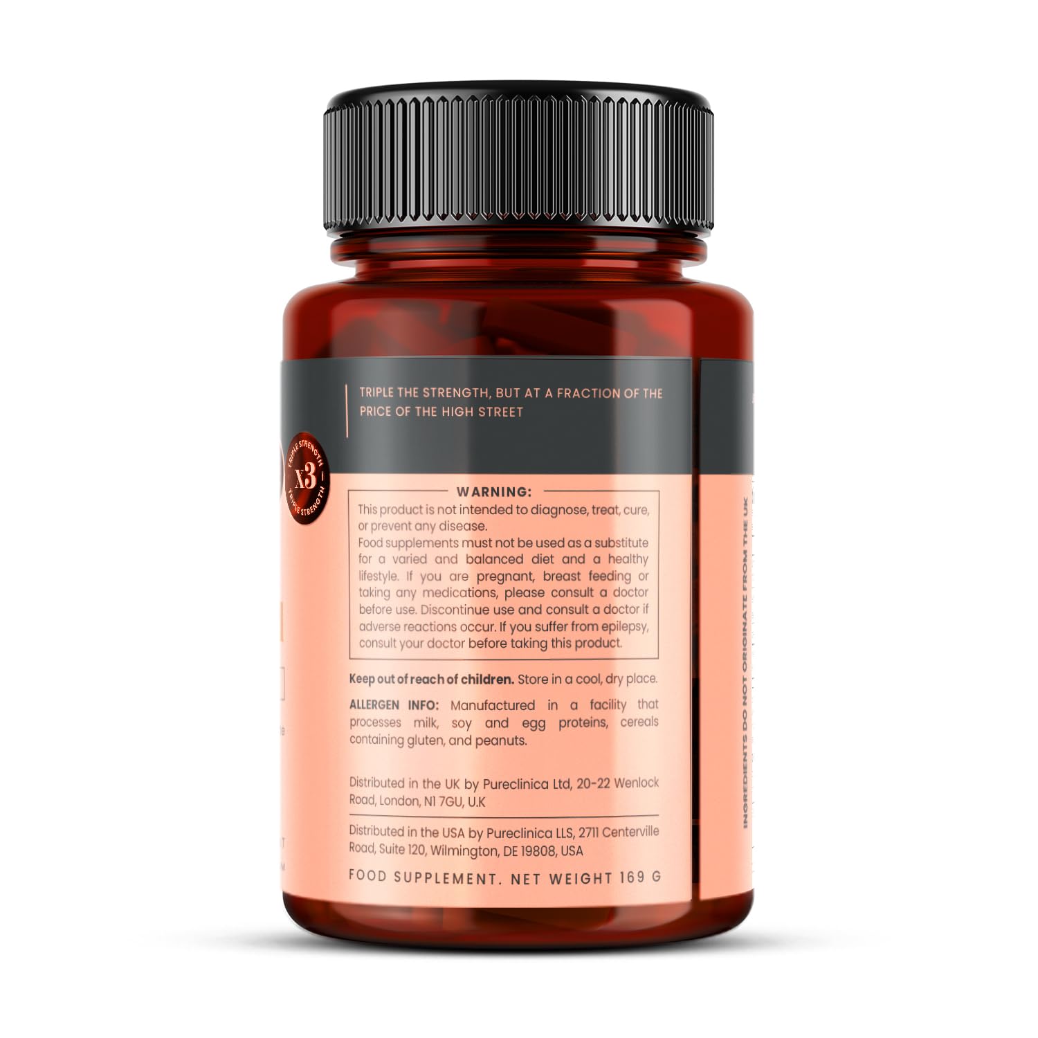 Pureclinica Triple Strength Hyaluronic Acid GMP Certified Quality