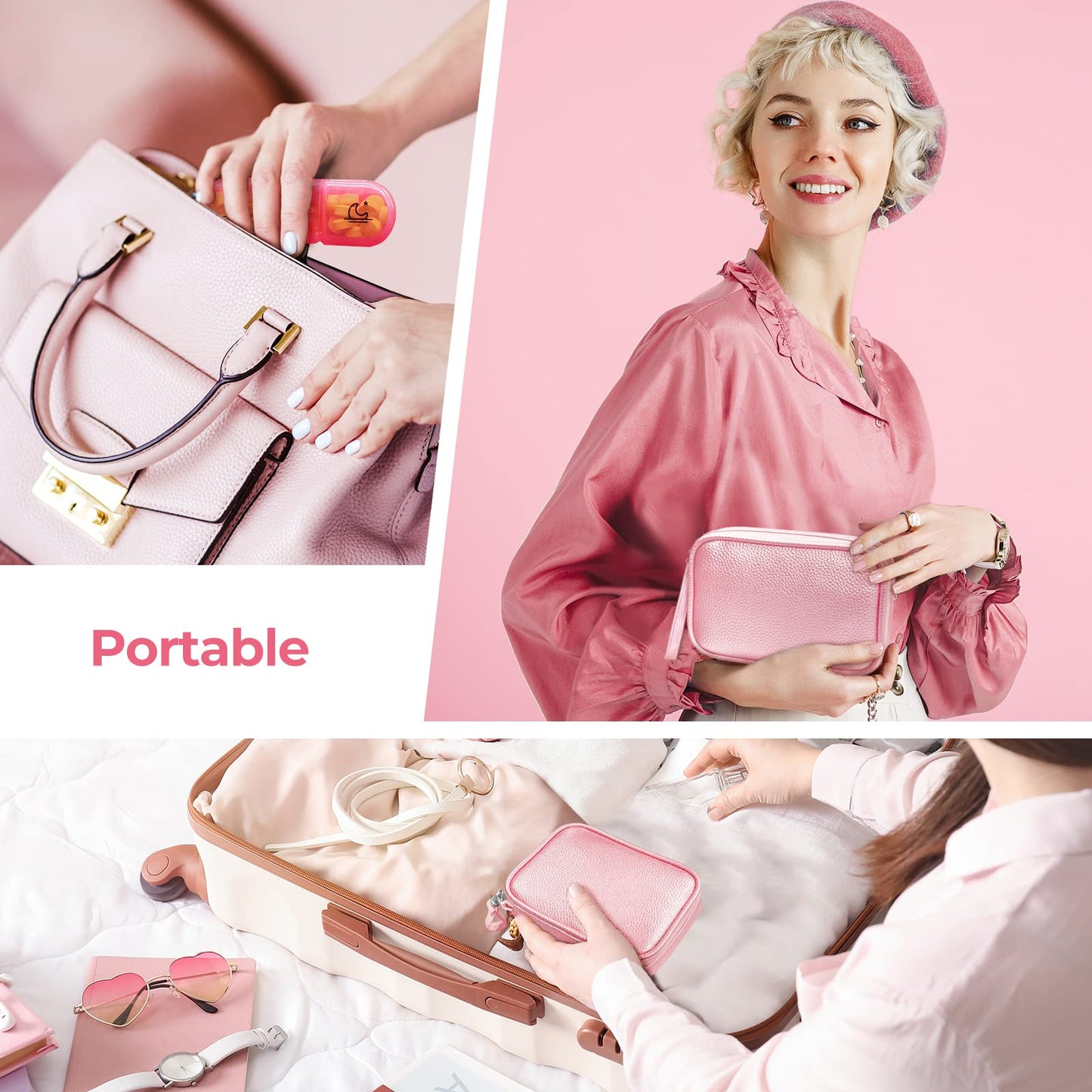 AMOOS authentic imported pink seven day pill storage system for modern wellness