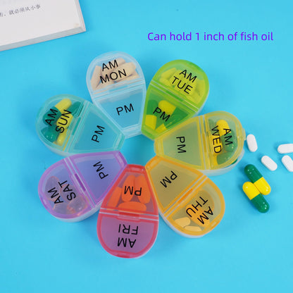 Zhengyuan compact medicine case being placed inside a travel bag to demonstrate its portable size