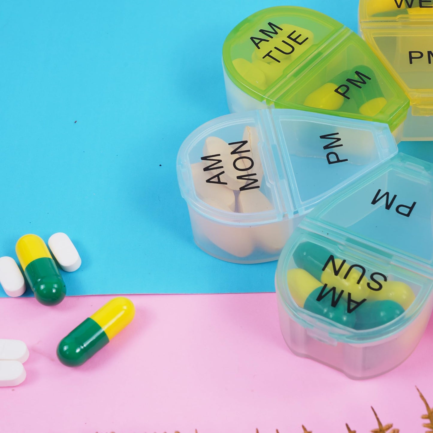 Zhengyuan floral weekly pill container demonstrating the center opening mechanism for easy medication refilling