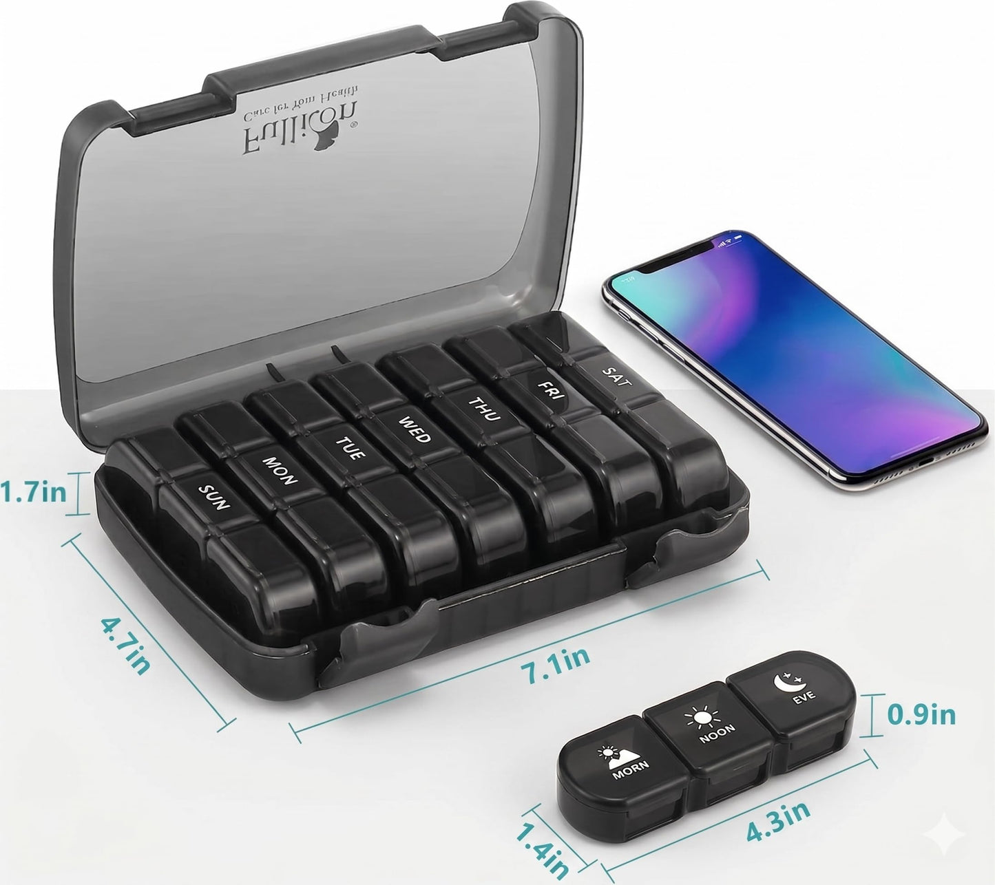 Fullicon premium seven day supplement holder three times a day layout