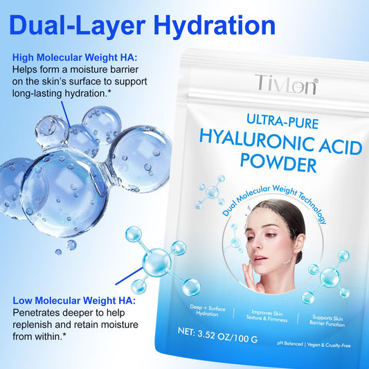 Flasture Hyaluronic Acid Powder Vegan Gluten Free Pouch