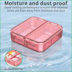 Translucent travel vitamin holder filled with fish oil capsules and tablets