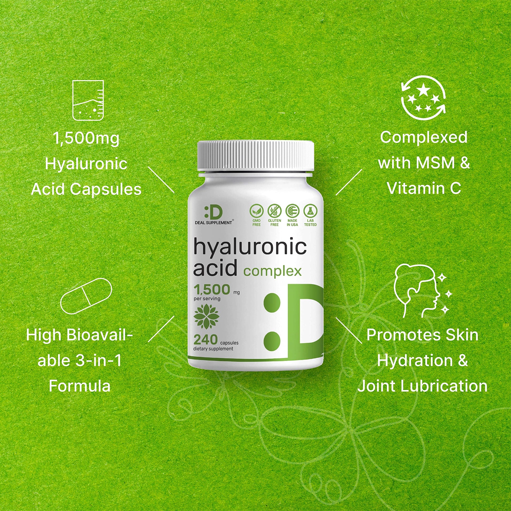 Deal Supplement Hyaluronic Acid Complex Vegan Capsules