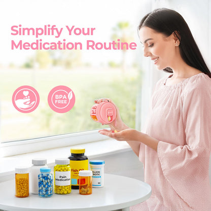 AUVON polycarbonate pill box organizer shown with 20 blank sticker labels for clear custom medicine tracking