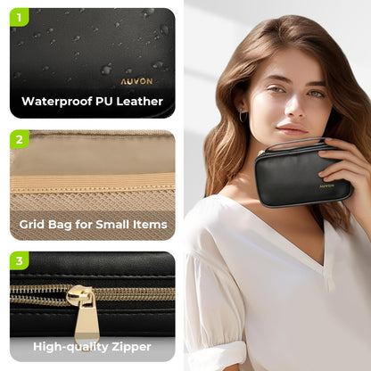 AUVON travel medicine case tucked neatly inside a bag emphasizing its compact and travel friendly dimensions.