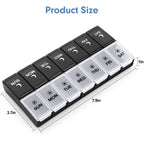 BPA-free daily pill container twice a day layout for elderly care.