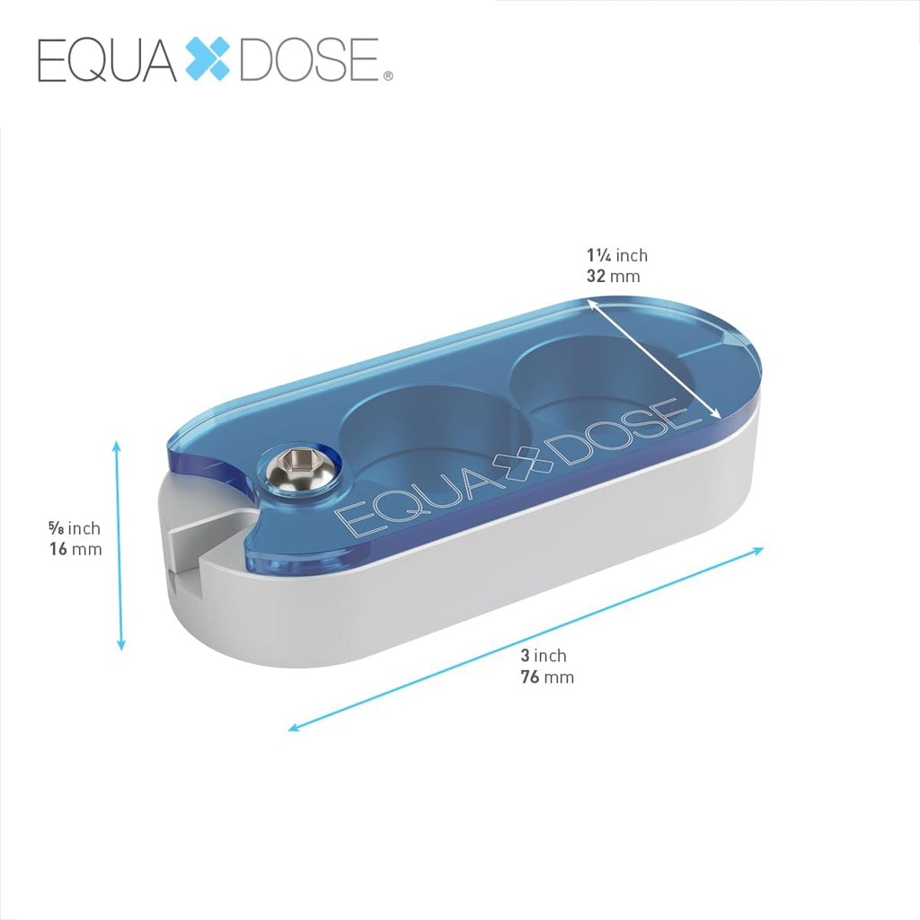 Equadose metal tablet cutter opened to reveal the safe to touch dual blades.