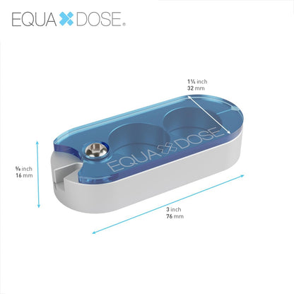 Equadose metal tablet cutter opened to reveal the safe to touch dual blades.