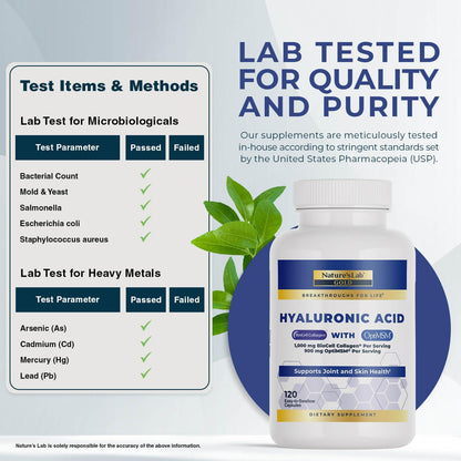 Nature's Lab Hyaluronic Acid 120 Capsules bottle side view