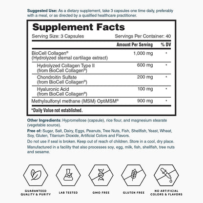 Nature's Lab Hyaluronic Acid BioCell Collagen and MSM capsule size