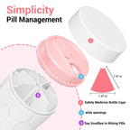 Betife weekly medicine storage dispenser showing twist and slide mechanism for easy pill access