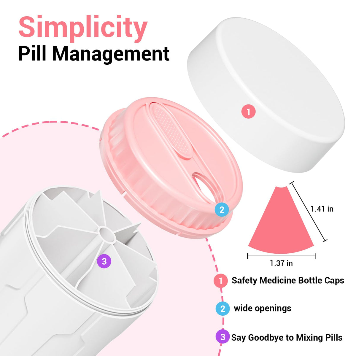 Betife weekly medicine storage dispenser showing twist and slide mechanism for easy pill access