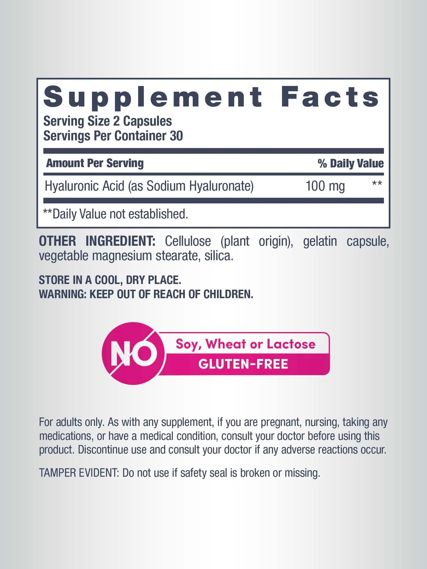 Neocell Dietary Supplement Capsules Hydration Support Supplement Facts