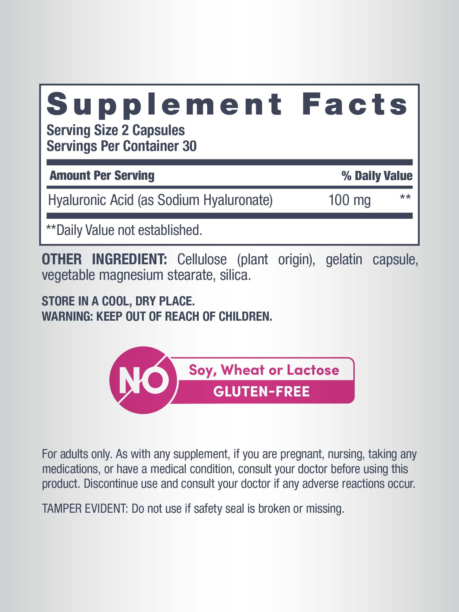 Neocell Dietary Supplement Capsules Hydration Support Supplement Facts