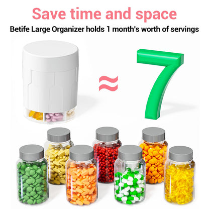 Betife premium BPA free pill organizer being cleaned with the provided long brush