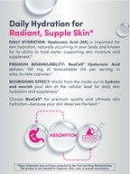 Neocell 100mg hyaluronic acid bottle next to daily skincare products