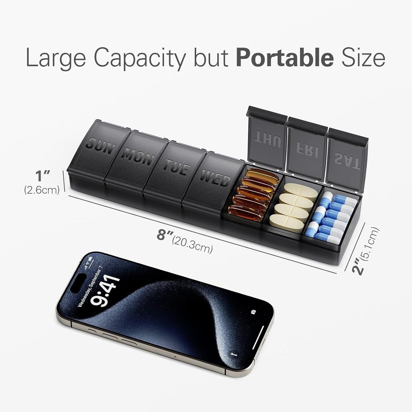Two pack of premium daily pill cases for efficient weekly health and wellness organization.