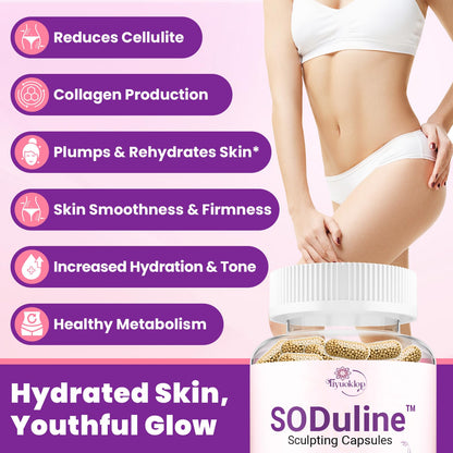 Tiyuoklop cellulite reducer supplement bottle showing French Melon SOD ingredient callout