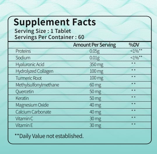 Silkmyst Hyaluronic Acid 60 Tablets Packaging Details
