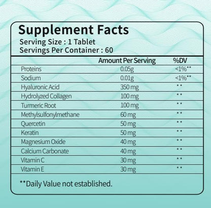 Silkmyst Hyaluronic Acid 60 Tablets Packaging Details