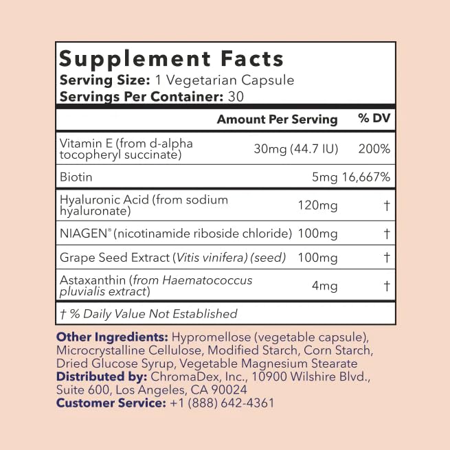 Tru Niagen Beauty Daily Supplement Usage Instructions