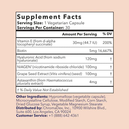 Tru Niagen Beauty Daily Supplement Usage Instructions